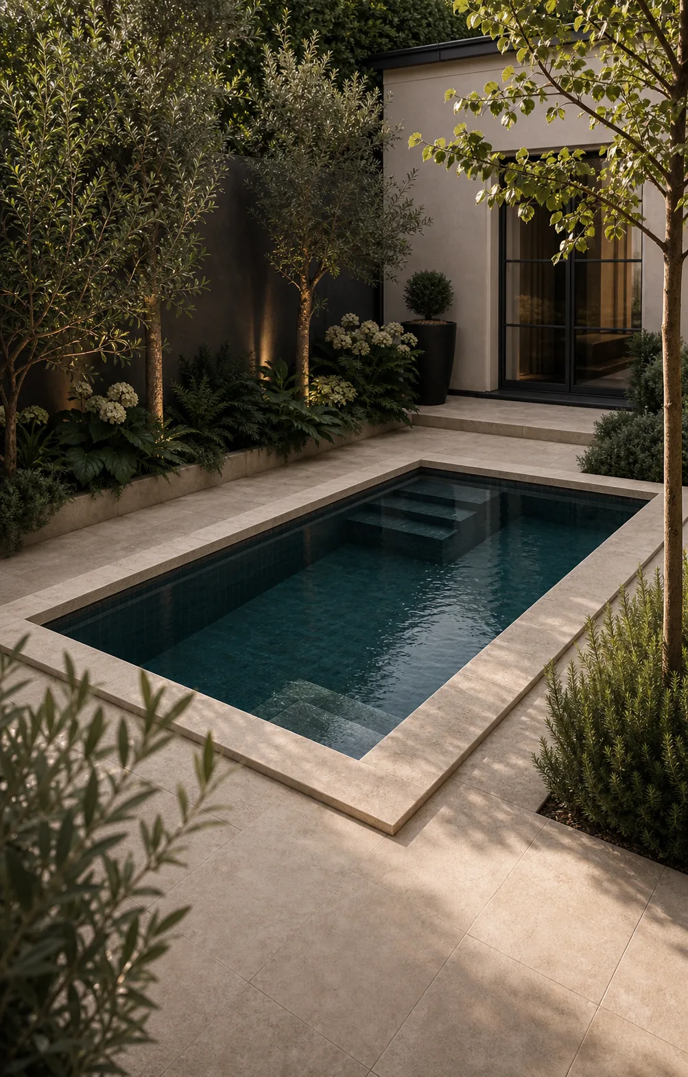 Compacte plunge pool in een stadstuin